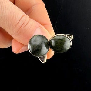 Vintage USSR Cufflinks Silver 875 With Nephritis