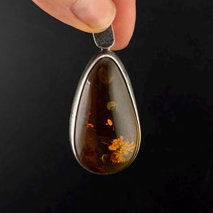 Vintage Amber Pendant  Silver 925