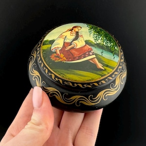 Vintage Ukrainian Wooden Box. Hand Painted