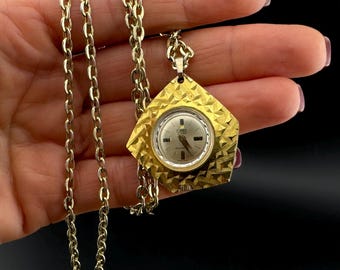 Vintage Watch-Pendant  Esprit with chain Swiss Made. Women Mechanical Watch