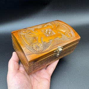Vintage Ukrainian Wooden Box. Wood carving
