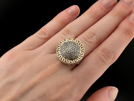 Bague Vintage Femme URSS En Argent Massif 875 Doré Avec Zircon - Taille 54, Style Solitaire, Occasion