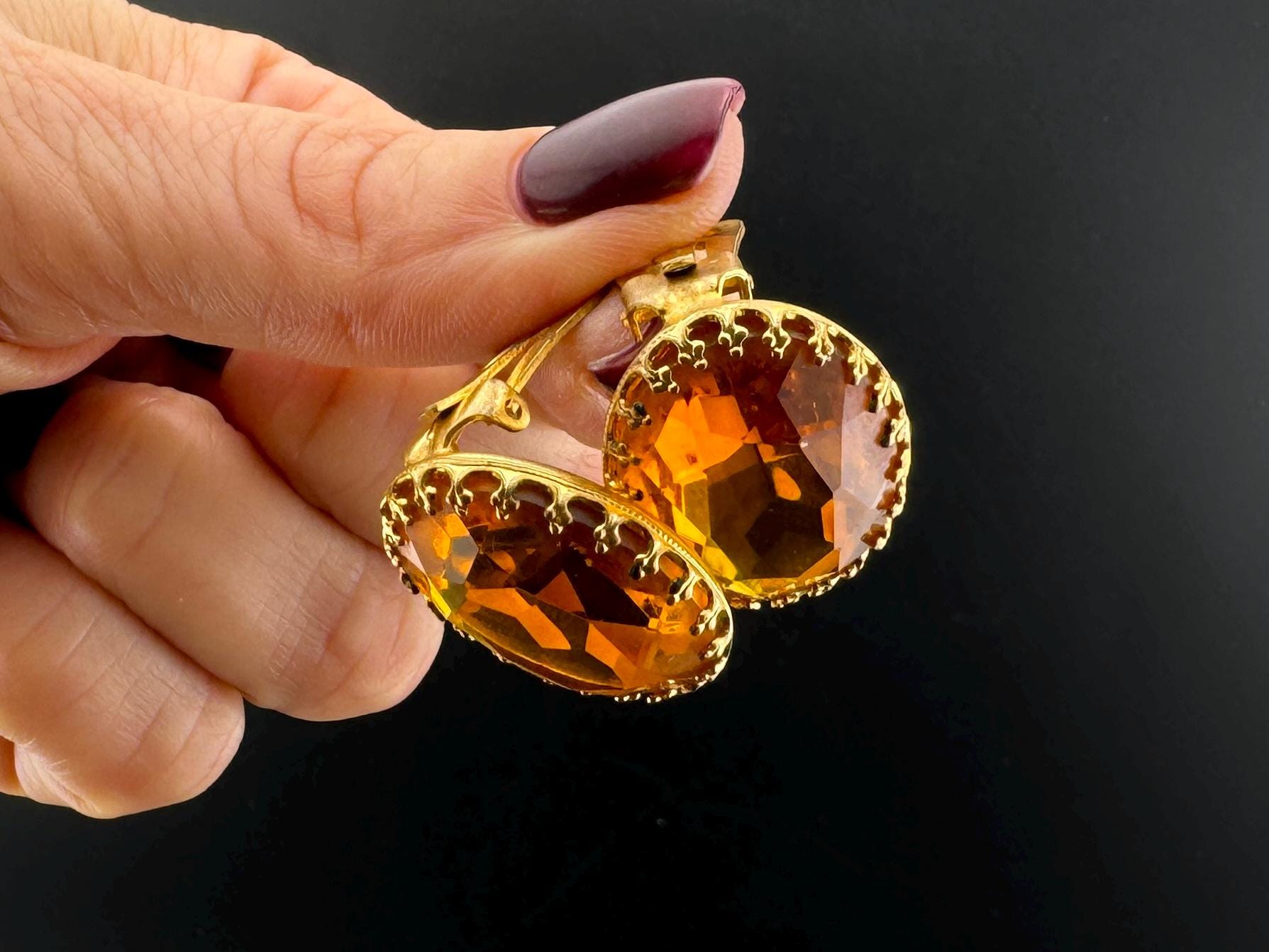 Vintage USSR Pair Earrings With Stone
