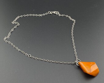 Chaîne Et Pendentif En Ambre Naturel Sur Argent Massif 925 - Occasion Bon état