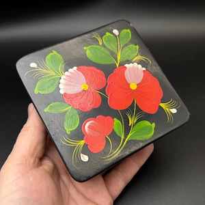 Vintage Ukrainian Wooden Box. Hand Painted