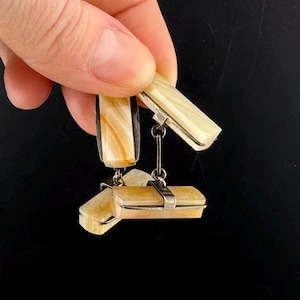 Vintage USSR Cufflinks Silver 875 With Agate