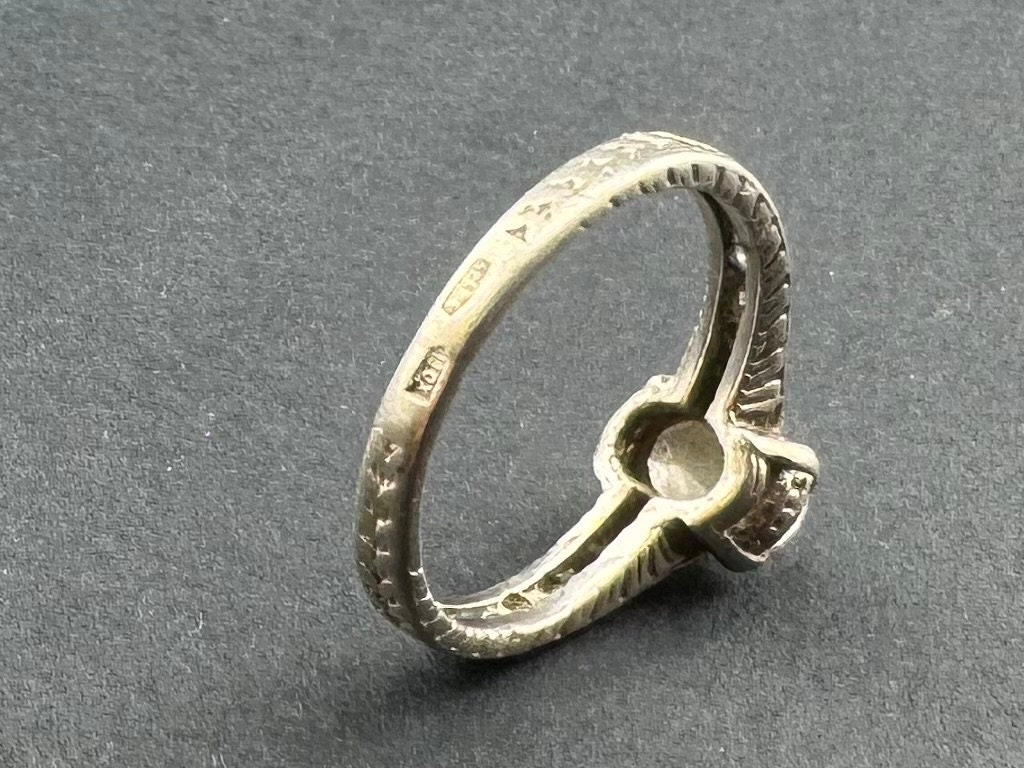 Bague Ancienne En Argent Massif 925 - Taille 54 - Avec Pierre Argentée - Neuf (pas à Fondre)