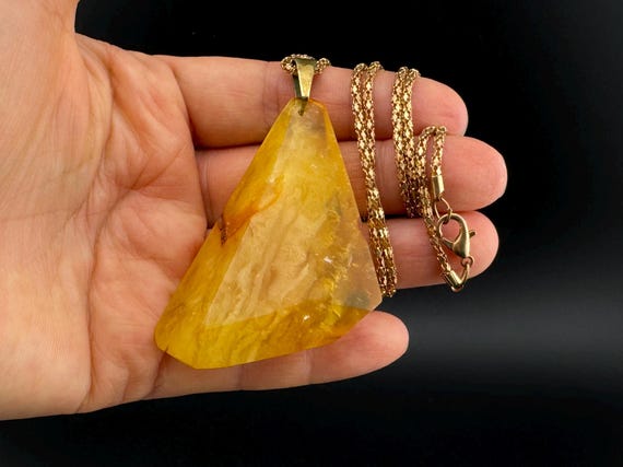 Pendentif Vintage En Ambre Véritable - Bijou Rétro Collection - Occasion Bon état