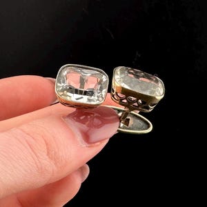 Vintage USSR Cufflinks Silver 875 With Rock Crystal