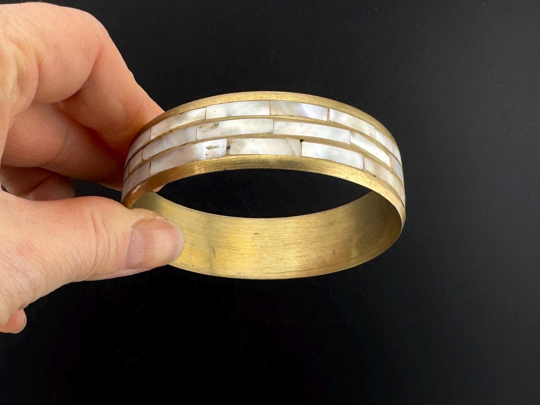Bracelet Artisanat Inde En Nacre Et Laiton - Sans Fermoir, Occasion