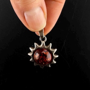 Vintage Amber Pendant  Silver 925