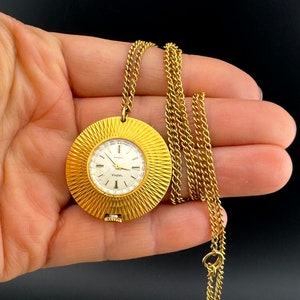Vintage USSR Watch-Pendant Chayka Gold-plated with chain. Women Mechanical Watch