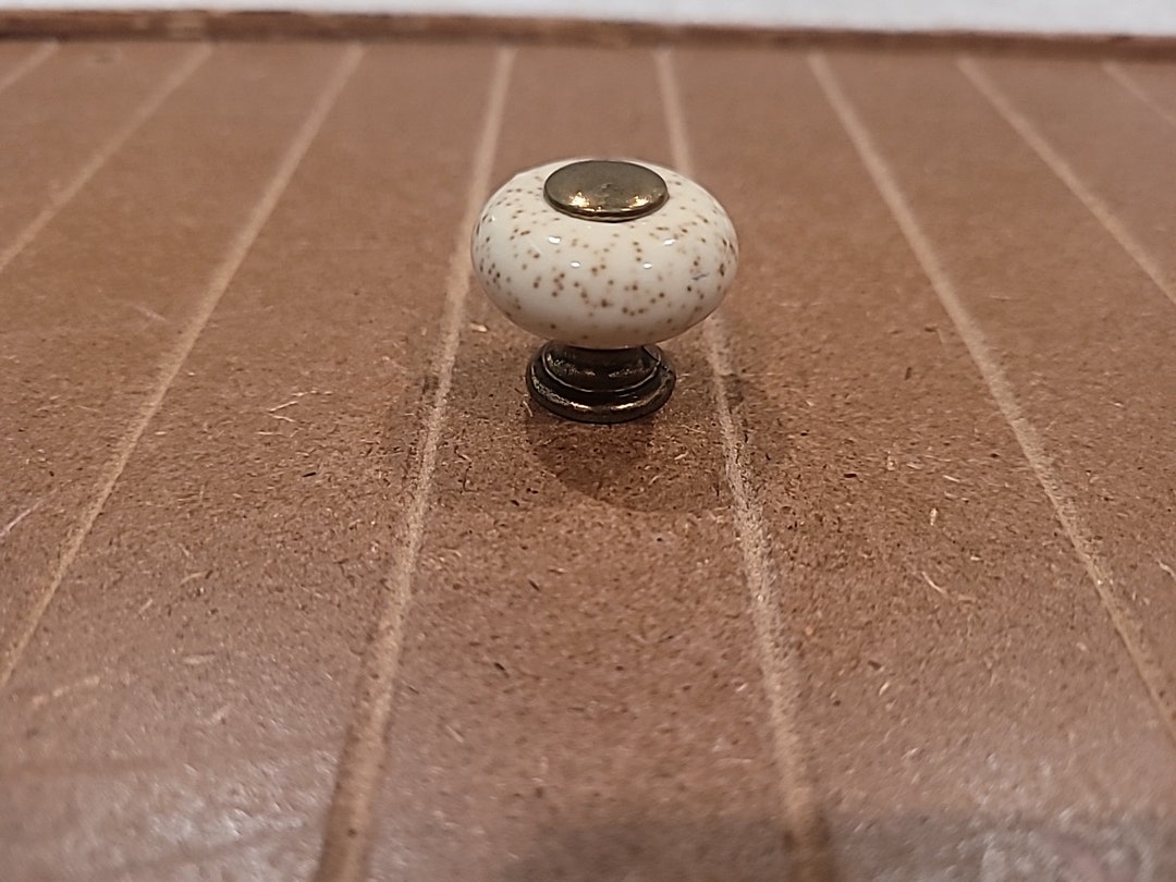 Vintage Porcelain Knobs With Antique Brass Etsy