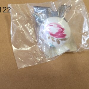 vintage white porcelain cabinet knob with Pink Blue Flowers And Gold Leaf Design image 6