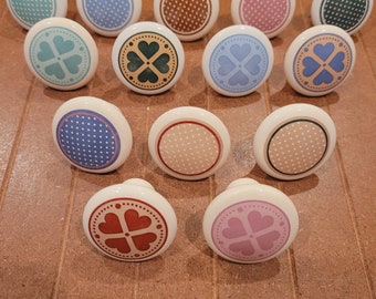 Colorful unique vintage porcelain knobs various Designs for kitchen and bathroom cabinets, cupboards and furniture farmhouse