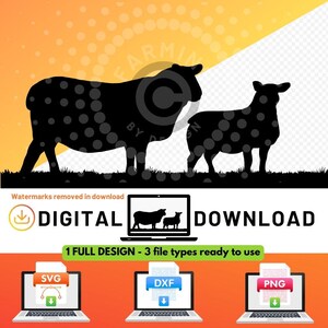 Schafsilhouette - Ewe und Lamm Silhouette SVG PNG