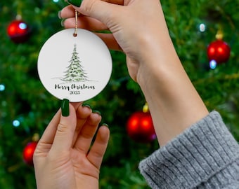 Merry Weihnachtsbaum erste Weihnachten zusammen Keramik Ornament | Erinnerungsstück