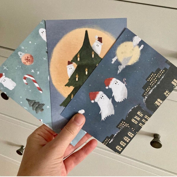 Weihnachtskarten Set Weihnachtsgeister | Postkarte Weihnachten lustig | weihnachtliche Postkarten Kinder | besondere Weihnachtspost