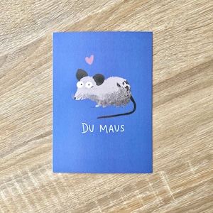 Postkarte Du Maus | lustige Valentinskarte | für Lieblingsperson | Liebesgrüße | Postkarte zum Valentinstags für süße Mäuse