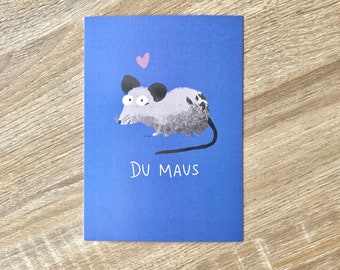 Postkarte Du Maus | lustige Valentinskarte | für Lieblingsperson | Liebesgrüße | Postkarte zum Valentinstags für süße Mäuse