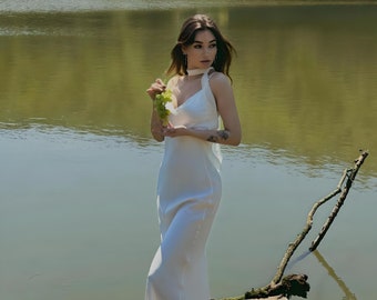 Elegant Satin Slip Dress for Weddings | Versatile Lightweight Semi-Sheer Satin Maxi Dress for Layering & Sleepwear