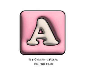 3D Inflated PNG Alphabet Set,Summer Doodle Alphabet Bundle,Ice Cream Alphabet Letters PNG,3D Alpha PNG,Cute Clip Art,Sublimation Design