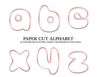 Chrome Letters, a-z Paper Cut Alphabet, PNG, Clipart, Pink Letters, Instant Download, Metallic Letters, PNG Files, Chrome Alphabet, Line Art