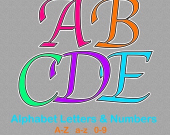 Cool Clipart Letters 300dpi Transparent Png, 5 Colors of Alphabet and Numbers,PNG Bundle,PNG Clipart,Summer Color Alphabet PNG Bundle,5 Sets
