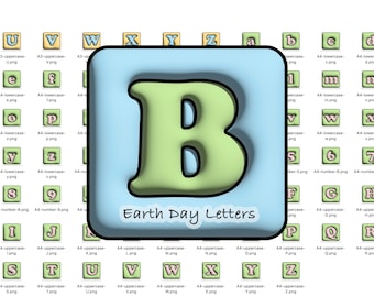 Earth Day Alphabet Letters PNG,3D Inflated PNG Alphabet Set,Spring Doodle Alphabet Bundle,3D Alpha PNG,Cute Clip Art,Sublimation Design