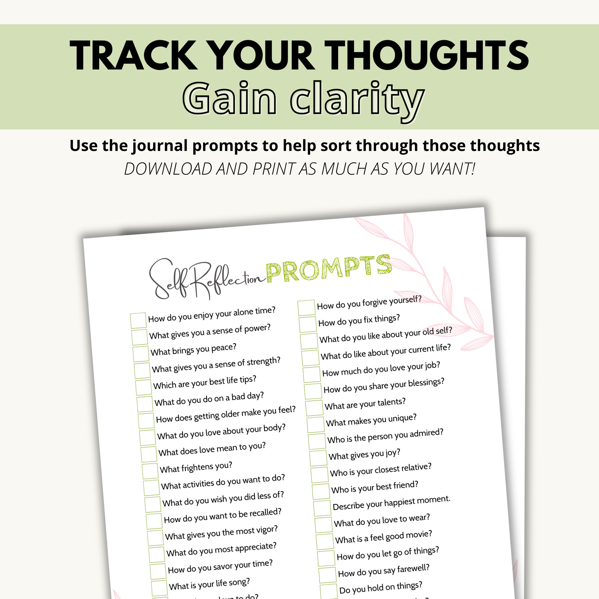 Mental Health Printable, Journal Prompts, Self Care Calendar, Habit ...