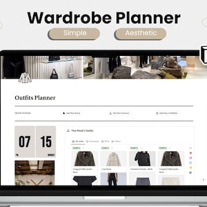 Notion template outfit planner, Wardrobe Manager, Outfit Planner, Notion Planner, Notion Closet, Notion Wardrobe, Notion Template