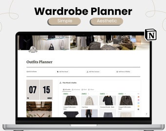 Notion Template Outfit-Planer, Garderoben-Manager, Outfit-Planer, Notion-Schrank, Notion-Schrank, Notion-Vorlage