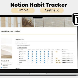 Notion Habit Tracker, Notion Dashboard, Notion Templates, Notion Planner, Aesthetic Notion Planner
