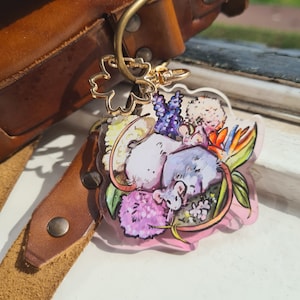 Niedliche Blumen Ratte | Schlüsselanhänger