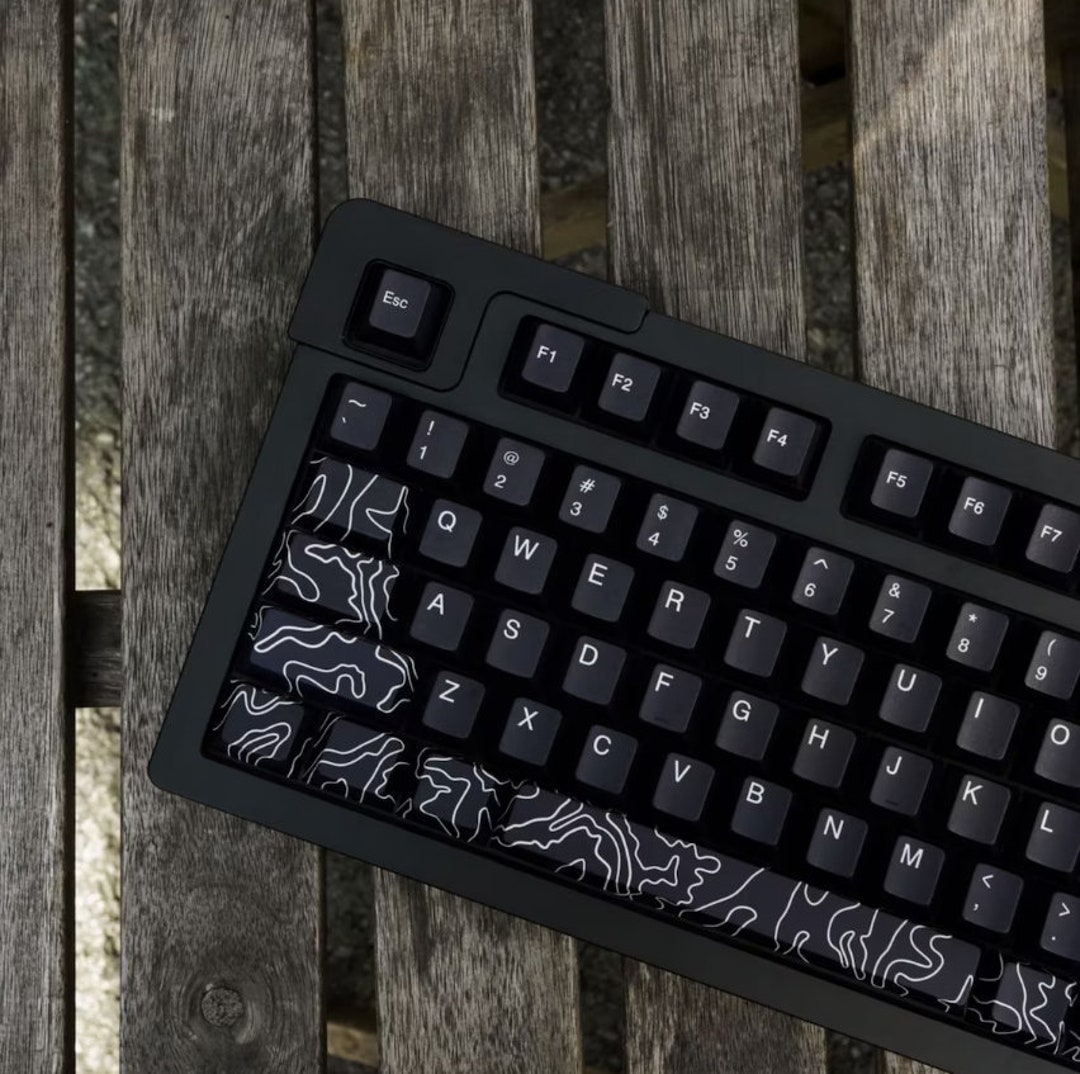 146PCS Black Canyon Theme Keycap Set, Black Keycaps, PBT Keycaps
