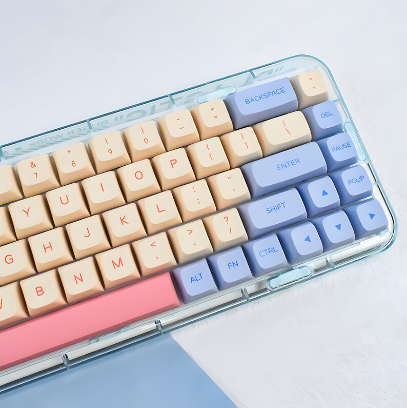 Cute Marshmallow Keycaps Set, Custom 132 Keys PBT, XDA Profile, MX