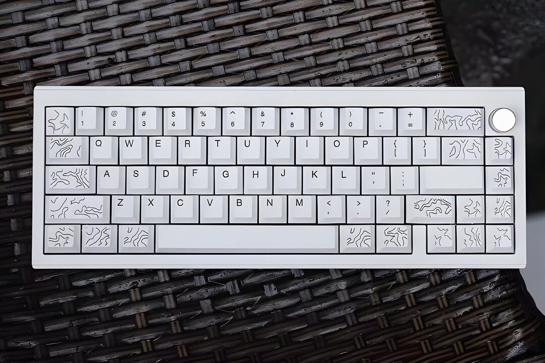 White Canyon Theme Keycap Set, White Keycaps, Cherry Keycaps, PBT