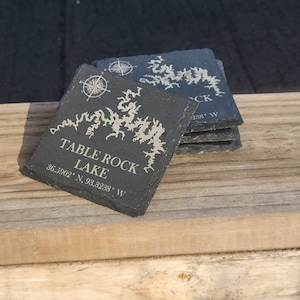 Table Rock See Schiefer Untersetzer 4er Set, See Geschenk, Untersetzer