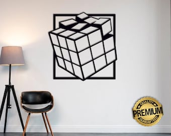 Rubik's Cube Metal Wall Art: Geometric Puzzle Decor