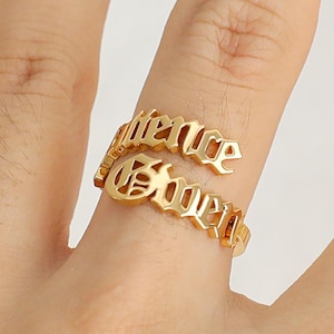 Double Name Ring, Custom Ring, Adjustable Ring, Personalized Nameplate Ring, Ring for Women,  Gift for Mom,  Best Friend Gift, Birthday Gift