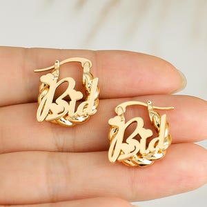 Kids Name Earrings, Custom Mini Hoop Earrings, Name Earrings, Baby Twist Hoops, Gold Name Earring, Personalized Jewelry, Kids Baby Jewelry