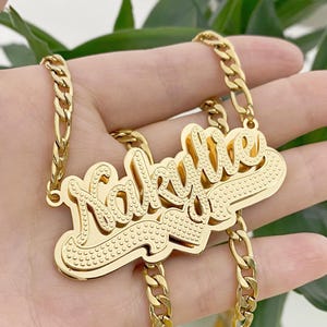 Custom Nameplate Necklace, Name Plate, Double Plated Name Necklace, Women Name Necklace, Personalized Name Necklace, Birthday Gift For Her