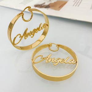 Custom Name Hoops, Gold Name Earrings, Nameplate Earrings, Name Earrings,Personalized Hoop Earrings,Custom Name Jewelry,Unique Gifts For Her