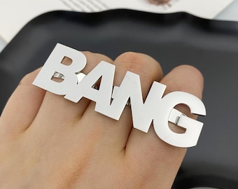 Custom Big Nameplate Ring: Name Ring Silver, Personalized Jewelry