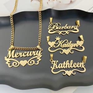Custom Name Necklace: 18K Gold Personalized Nameplate, Kids Women Jewelry