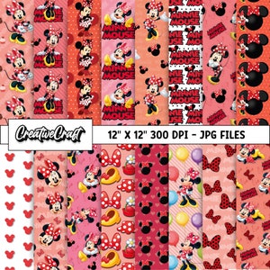 16 Minnie die Maus digitale Papiere 300 DPI maximale Qualität, Minnie Scrapbooking, Minnie druckbare Papierdesigns, sofortiger Download