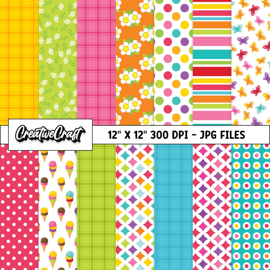 14 Summer Time Digital Papers 300 DPI Maximum Quality, Summer Time ...
