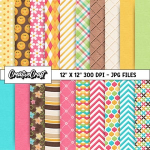 20 Papeles Digitales Happiness 300 DPI Máxima Calidad, scrapbooking happiness, diseños papeles imprimibles happiness, descarga instantánea