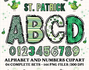 Alfabeto png clipart dia de san patricio, letras garabateadas san patricio, fuente texto san patricio, san patricio png doodle letters