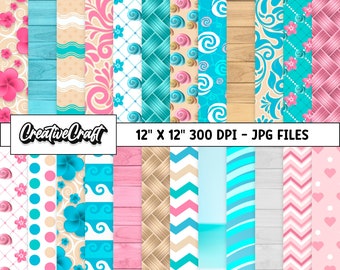 24 Princess Moana Digital Papers 300 DPI Maximum Quality, moana scrapbooking, princess moana printables papers designs, instant download